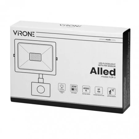 Naswietlacze-led-30w - naświetlacz led 30w z pir 2300lm ip44 4000k alu+glass alled fl/r-2 orno 
