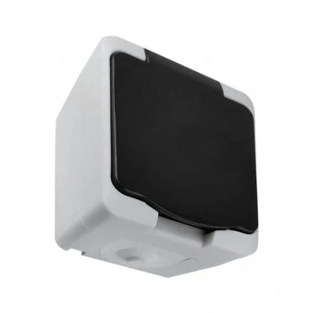 Gniazda-pojedyncze-natynkowe - gniazdo pojedyncze 2p+z ip54 biało-czarne aquatic mini or-oe-7305/wb orno 