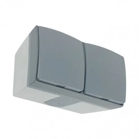 Gniazda-podwojne-natynkowe - gniazdo podwójne z klapką 2x2p+z ip55 szaro-grafitowe aquatic pro or-oe-7406/gr orno 