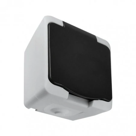 Gniazda-pojedyncze-natynkowe - gniazdo pojedyncze schuko ip54 biało-czarne aquatic mini or-oe-7305(gs)/wb orno 