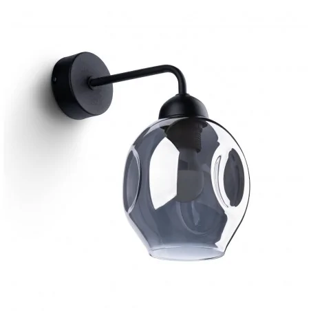 Kinkiety-do-salonu - sl.1143 kinkiet szklany czarny nieregularny klosz fillan 1 e27 sollux 