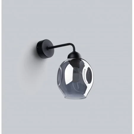 Kinkiety-do-salonu - sl.1143 kinkiet szklany czarny nieregularny klosz fillan 1 e27 sollux 