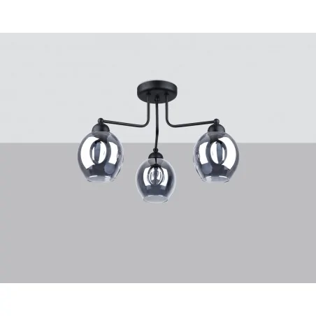 Lampy-sufitowe - sl.1144 lampa sufitowa 3 czarne nieregularne klosze fillan 3 e27 sollux 