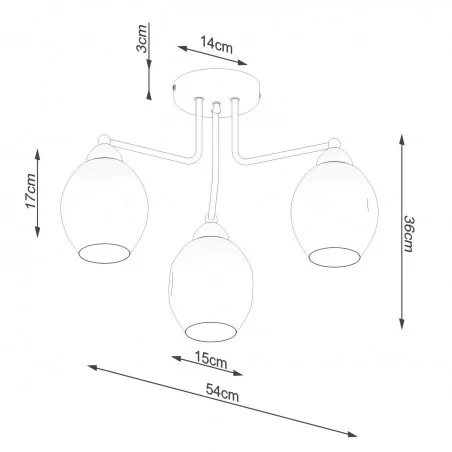 Lampy-sufitowe - sl.1144 lampa sufitowa 3 czarne nieregularne klosze fillan 3 e27 sollux 