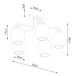 Lampy-sufitowe - sl.1145 lampa sufitowa czarne nieregularne klosze fillan 5 e27 sollux 