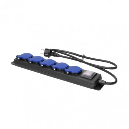 Przedluzacze-elektryczne - przedłużacz 5m zewnętrzny z wyłącznikiem 5 gniazd 2p+z h05rr-f 3x1,5mm² or-ae-13159/5m orno 