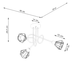 Oswietlenie-sufitowe - sl.1107 żyrandol geometryczny zakręcony artemis 3s 3xe14 sollux 