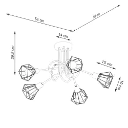 Oswietlenie-sufitowe - sl.1110 żyrandol geometryczny zakręcony artemis 5s 5xe14 sollux 