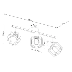 Oswietlenie-sufitowe - sl.1116 czarna oprawa oświetleniowa potrójna geometryczna beluci 3 sollux 