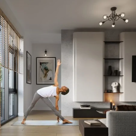 Oswietlenie-sufitowe - sl.1118 czarna żyrandol wygięte ramiona beluci 3xe14 sollux 