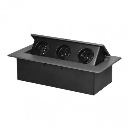 Gniazda-meblowe - gniazdo meblowe wpuszczane w blat 3x2p+z grafit or-gm-9032/gr orno 