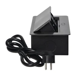 Gniazda-meblowe - grafitowe gniazda meblowe wpuszczane w blat + ładowarką usb i przewodem 1,5m 2x2p+z 2xusb or-ae-13126/gr orno 