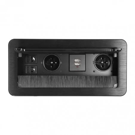 Gniazda-meblowe - gniazdo meblowe z ładowarką usb i przewodem 1,5m 2x2p+z 2xusb 2xnet or-gm-9022/b orno 