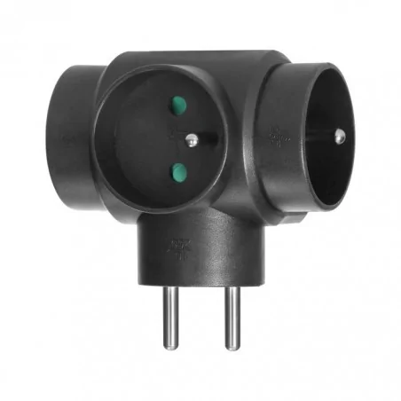 Rozgalezniki - czarny rozgałęźnik potrójny 3x2p+z or-ae-13184/b orno 