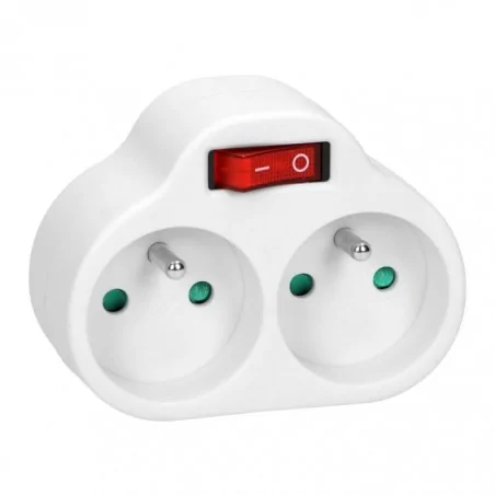 Rozgalezniki - rozgałęźnik podwójny 2x2p+z z włącznikiem biały or-ae-13187 orno 