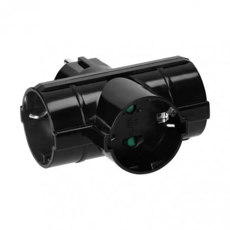 Rozgalezniki - czarny rozgałęźnik 3x2p+z schuko or-ae-13184(gs)/b orno 