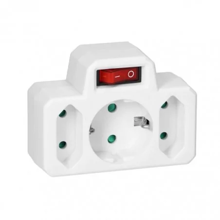 Rozgalezniki - rozgałęźnik 1x2p+z schuko 2x2p/ii z włącznikiem biały or-ae-13191(gs) orno 