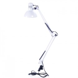 Lampki-biurkowe - lampka biurkowa biała kreślarska z uchwytem 60w lk-01 rum-lix