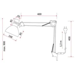 Lampki-biurkowe - czarna lampka kreślarska z uchwytem mocującym e27 60w lb/0011 rum-lux 