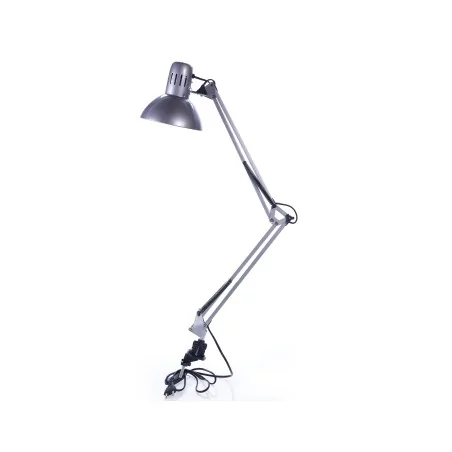 Lampki-biurkowe - lampka elastyczna srebrna kreślarska z uchwytem e27 60w lk-01 rum-lux 