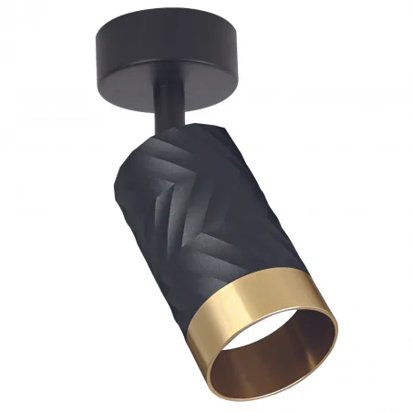 Kinkiety-do-salonu - 323538 czarno-złota tuba ścienno-sufitowa arras gu10 323538 polux 