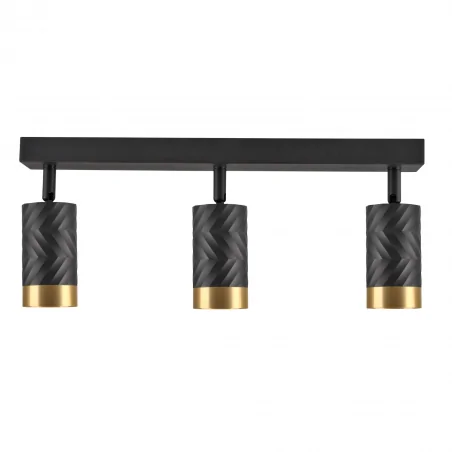 Oswietlenie-sufitowe - 323552 oprawa oświetleniowa potrójny spot czarno-złoty 3xgu10 arras pollux 