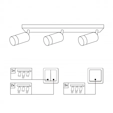 Oswietlenie-sufitowe - 323552 oprawa oświetleniowa potrójny spot czarno-złoty 3xgu10 arras pollux 