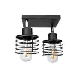 Lampy-sufitowe - oprawa ścienno-sufitowa czarna loftowa e27 2x60w isla ad-ld-6387be27m orno 