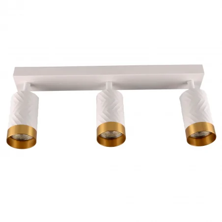 Oswietlenie-sufitowe - 323613 oprawa oświetleniowa potrójny spot biało-złoty 3xgu10 arras pollux 