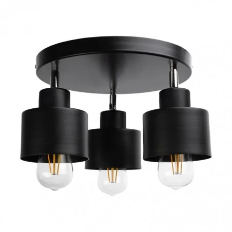 Lampy-sufitowe - lampa sufitowa okrągła czarna e27 3x60w lisa ad-ld-6396be27m orno 