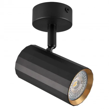 Kinkiety-do-salonu - 323415 oprawa tubka ścienno sufitowa czarno-złota gu10 nicea polux 