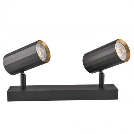 Kinkiety-do-salonu - 323422 listwa podwójna ścienno sufitowa czarno-złota 2xgu10 nicea polux 