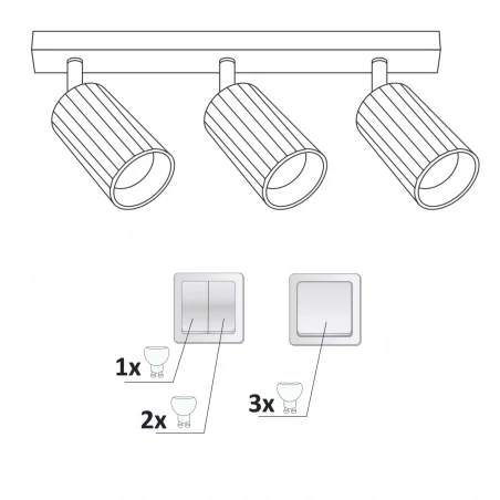 Kinkiety-do-salonu - 323439 spot potrójna oprawa ścienno sufitowa czarno-złota 3xgu10 nicea polux 