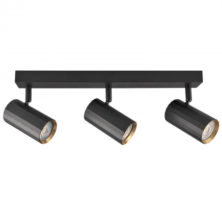 Kinkiety-do-salonu - 323439 spot potrójna oprawa ścienno sufitowa czarno-złota 3xgu10 nicea polux 