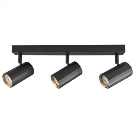 Kinkiety-do-salonu - 323439 spot potrójna oprawa ścienno sufitowa czarno-złota 3xgu10 nicea polux 