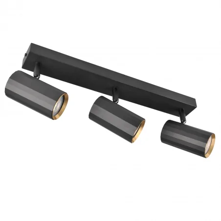Kinkiety-do-salonu - 323439 spot potrójna oprawa ścienno sufitowa czarno-złota 3xgu10 nicea polux 