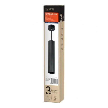 Lampy-sufitowe - czarna lampa - tuba wisząca du10 max. 35w barbra ad-op-6189bgu10 orno 