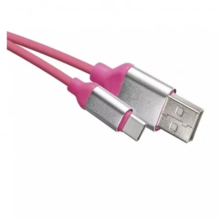 Kable-usb - sm7025p różowy kabel usb 2.0 1m wtyk a- c do ładowania telefonu emos 