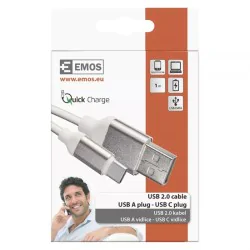 Kable-usb - sm7025w biały kabel usb 2.0 1m wtyk a-c do ładowania telefonu emos 