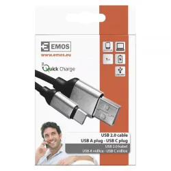 Kable-usb - sm7025bl czarny kabel usb 2.0 1m wtyk a-c do ładowania telefonu emos 