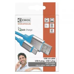 Kable-usb - sm7025b niebieski kabel do telefonu typu c usb 2.0 1m wtyk a-c do ładowarki do telefonu emos 