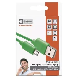 Kable-usb - sm7006g zielony kabel usb 2.0 1m wtyk a- micro b do ładowania telefonu emos 