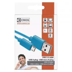 Kable-usb - sm7006b niebieski kabel usb 2.0 1m wtyk a- micro b do ładowania telefonu emos 