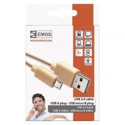 Kable-usb - sm7006y złoty kabel usb 2.0 1m wtyk a- micro b do ładowania telefonu emos 