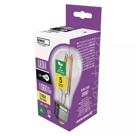 Gwint-trzonek-e27 - zf5157 oszczędna i wydajna żarówka led filament a60 e27 5w 2700k 1060lm a emos 