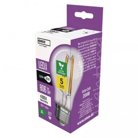 Gwint-trzonek-e27 - zf5158 oszczędna i wydajna żarówka led filament a60 e27 5w 4000k 1060lm a emos 