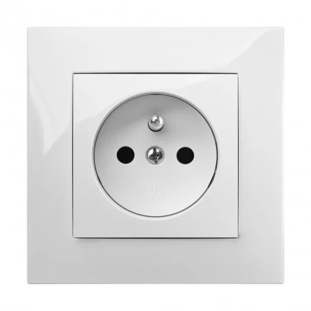 Gniazda-pojedyncze-podtynkowe - białe gniazdo pojedyncze z uziemieniem w ramce carla 1733-00  elektro-plast 
