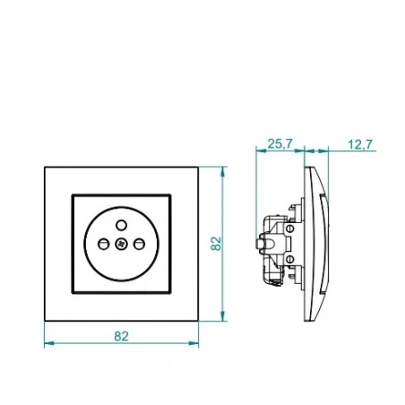 Gniazda-pojedyncze-podtynkowe - czarne gniazdo pojedyncze z uziemieniem w ramce carla 1733-09  elektro-plast 