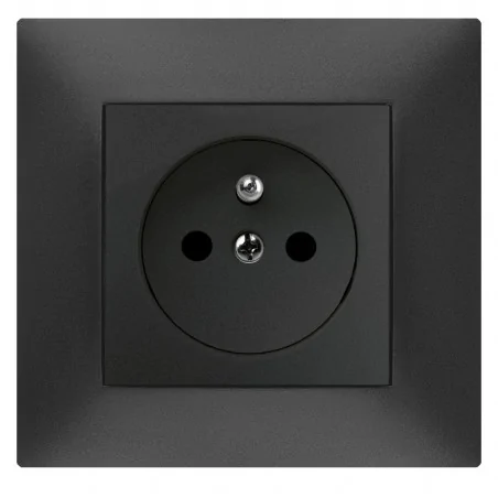 Gniazda-pojedyncze-podtynkowe - czarne gniazdo pojedyncze z uziemieniem w ramce carla 1733-09  elektro-plast 