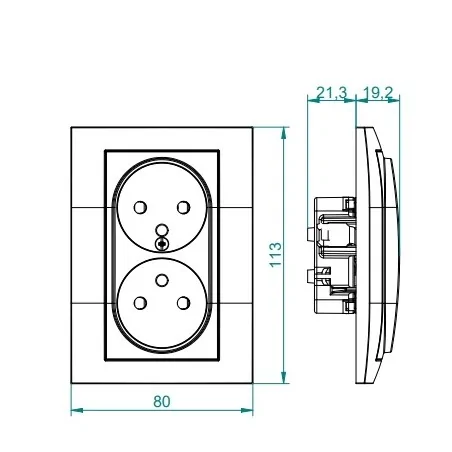 Gniazda-podwojne-podtynkowe - białe gniazdo podwójne z uziemieniem w ramce  carla 1735-00  elektro-plast 